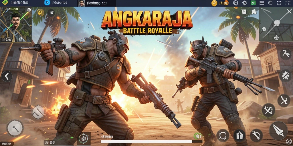 Tampilan gameplay seru dari ANGKARAJA yang menunjukkan aksi Battle Royale.