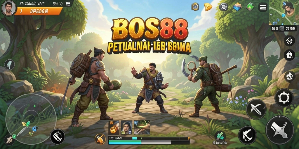 Screenshot gameplay BOS88 menampilkan eksplorasi dunia terbuka yang luas.