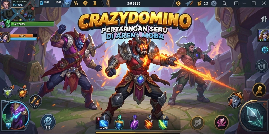 Tangkapan layar seru aksi gameplay MOBA di CRAZYDOMINO.
