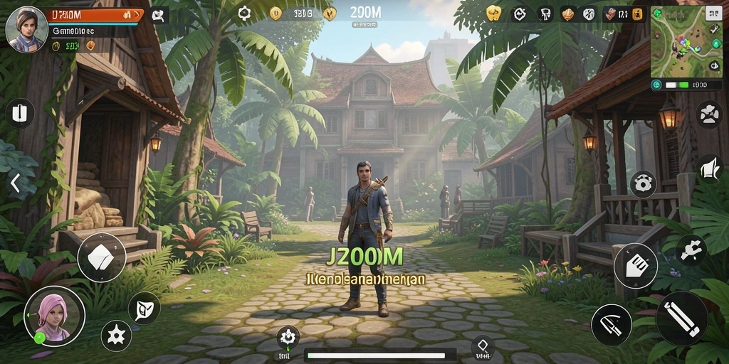 Screenshot utama J200M menampilkan gameplay menarik dalam simulasi lingkungan kota.