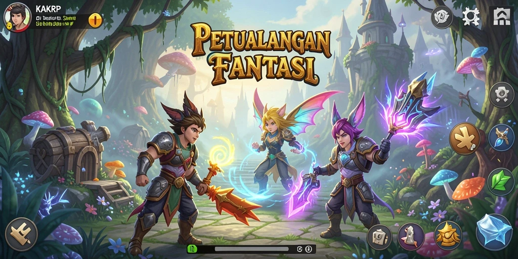 Tampilan gameplay KAKRP dengan aksi petualangan yang seru.