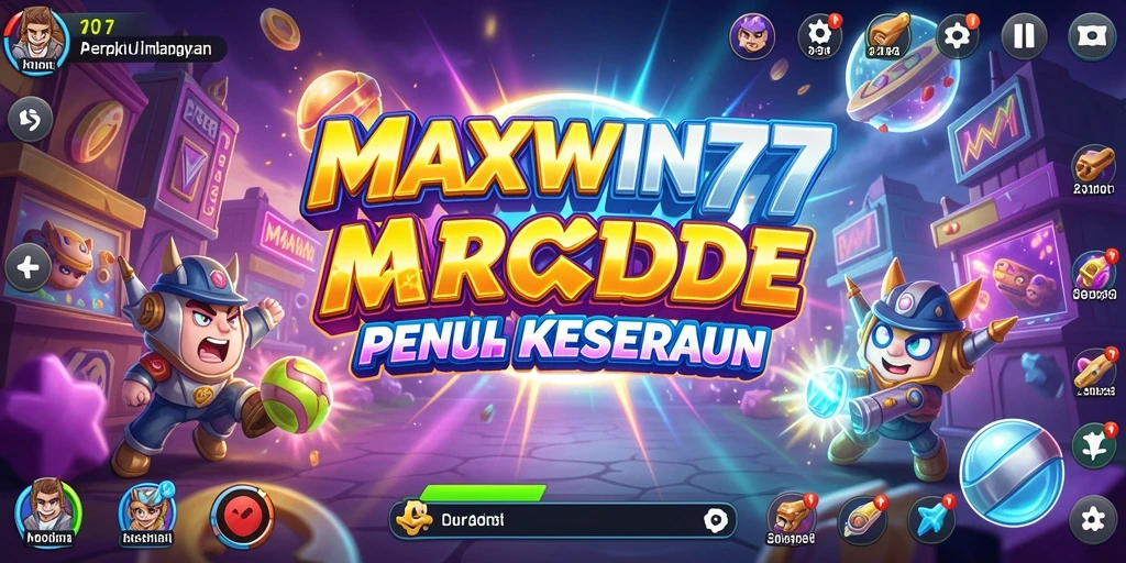 Screenshot gameplay MAXWIN77 menunjukkan aksi seru dan penuh warna dari permainan Arcade.