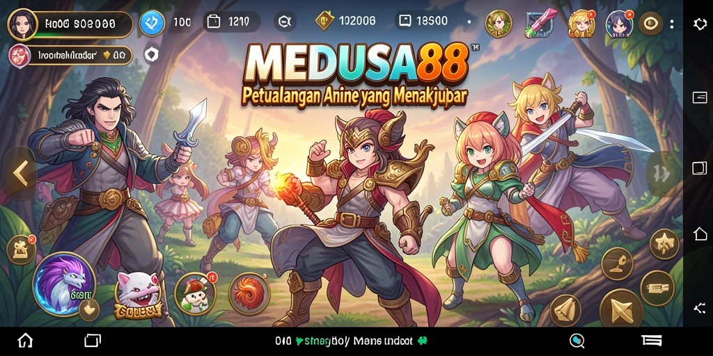 Tampilan gameplay <strong>MEDUSA88</strong> yang menakjubkan dengan karakter anime ikonik.