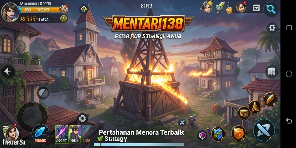 Screenshot gameplay MENTARI138 menampilkan menara dan musuh dalam aksi.