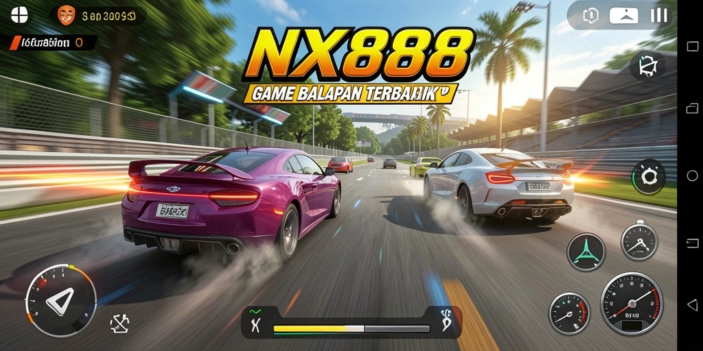 Tampilan mendebarkan dari gameplay balapan NX888 yang berkualitas tinggi.