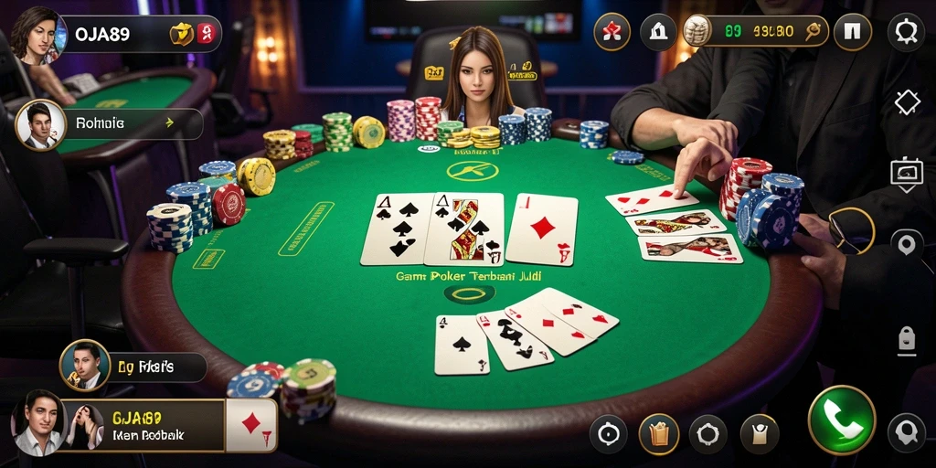 Tampilan gameplay poker yang mengasyikkan di OJA89, penuh aksi dan strategi.