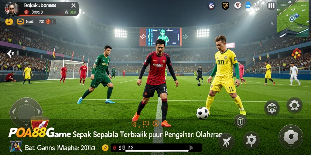 Screenshot utama POA88 menampilkan aksi permainan sepak bola yang seru dan intens.