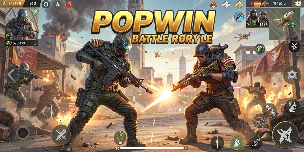 Screenshot gameplay POPWIN yang memukau dalam pertarungan Battle Royale.