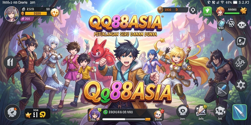 Tampilan seru gameplay QQ88ASIA yang penuh aksi dan karakter anime.