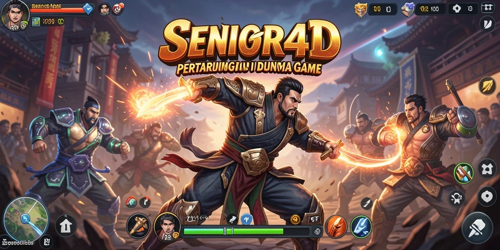Tampilan aksi pertarungan mendebarkan di SENIOR4D menunjukkan karakter-karakter bertarung.