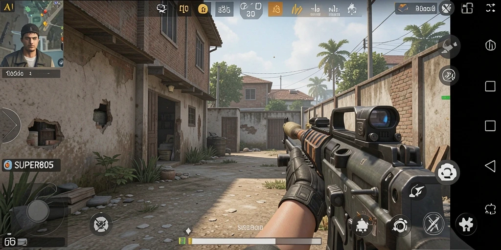 Tangkapan layar menunjukkan aksi seru di dalam game FPS.