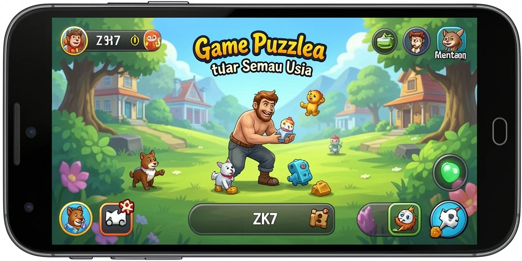 Screenshot gameplay ZK7 yang menampilkan tantangan Puzzle seru.